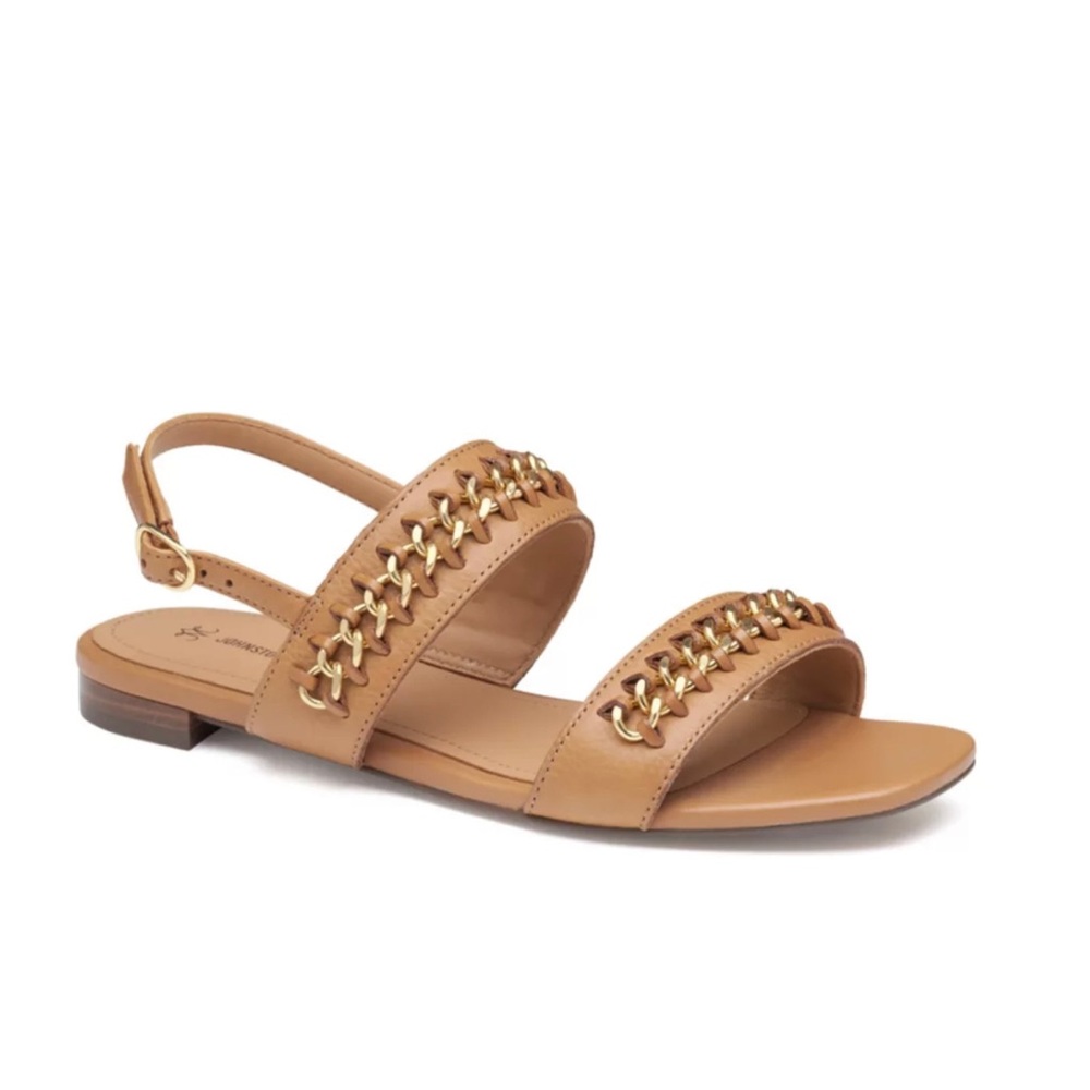 Johnston & Murphy Tan Sandals with Gold Details
